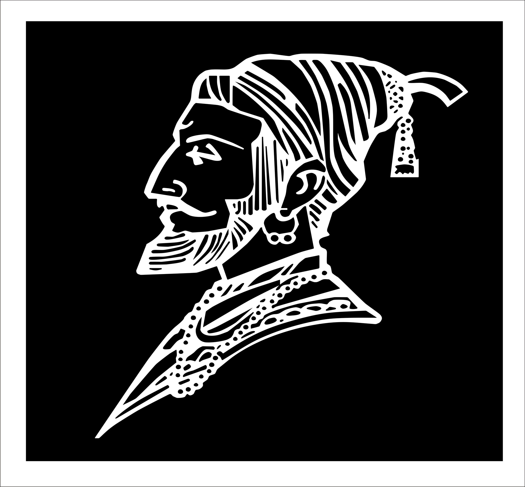 Picture of Chhatrapati Shivaji Maharaj in Black and White: High-Quality Radium Sticker"